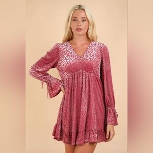 Pink Leopard Velvet Mini Dress